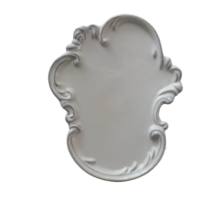 Vintage lace handmade ceramic tray, dining plate, creative bathroom, bedroom jewelry, aromatherapy tray, jewelry dish 4