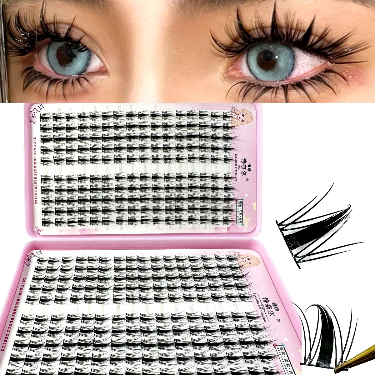 High-Capacity Individual Lashes 12/13/14mm Cluster Lashes Fluffy Natural Look DIY Eyelash Extension False Eyelashes Makeup