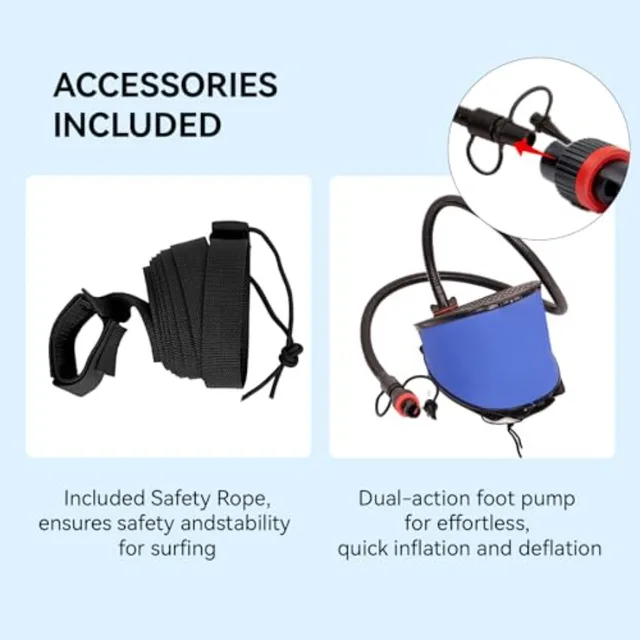 Inflatable Boogie Board for beach pool use, PVC core material, blue color, lightweight and foldable with wrist straps
