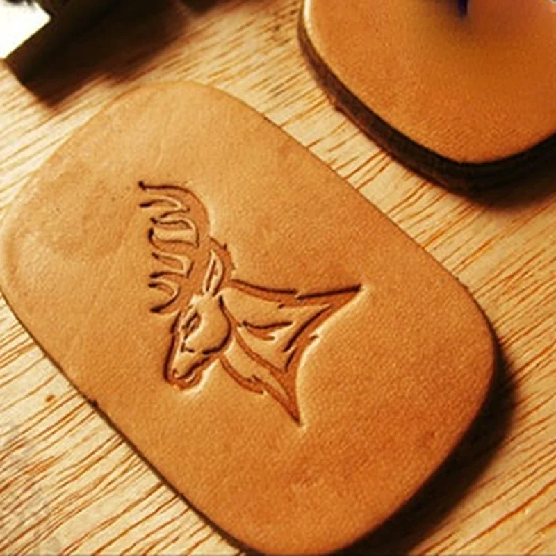 5pcs moose Leather Stamps Aluminum Embossing Stamping Mold Sika Patterns DIY Leathercraft Branding Keychain Carving Press