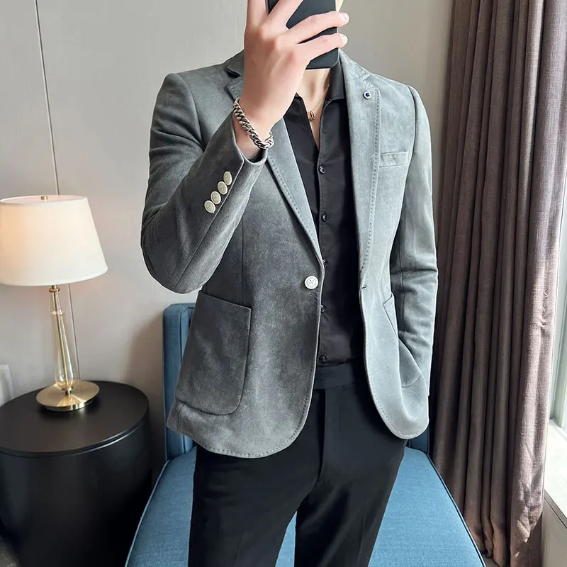 Men's Korean-style Slimming Suede Business Casual Suit