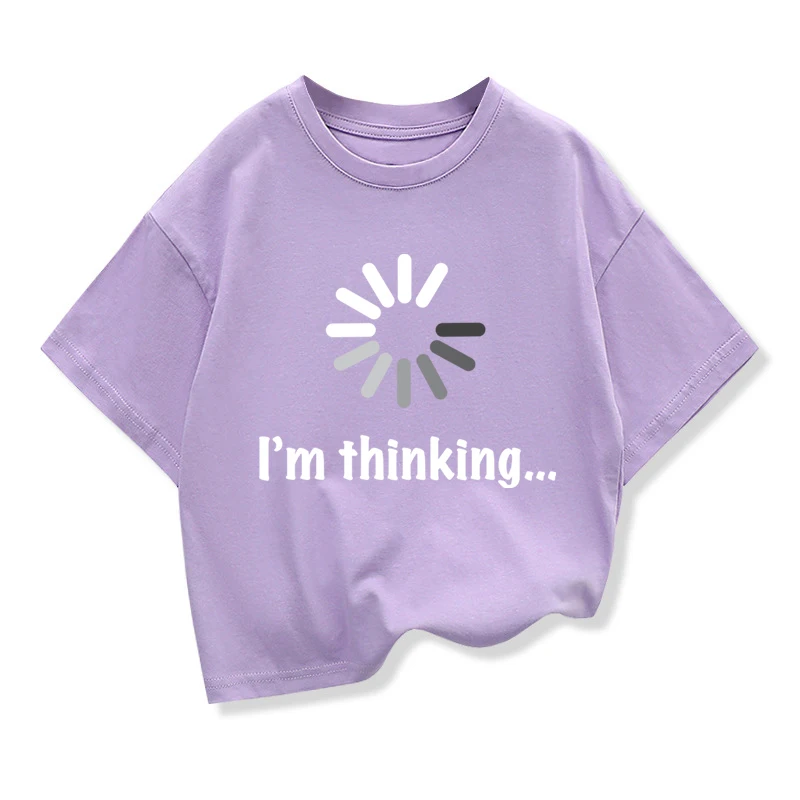 Kids T-shirt High Quality Cotton Funny I‘m Thinking Printed Casual Loose Boys Streetwear Cool T Shirt O-neck Kids Tops Tees