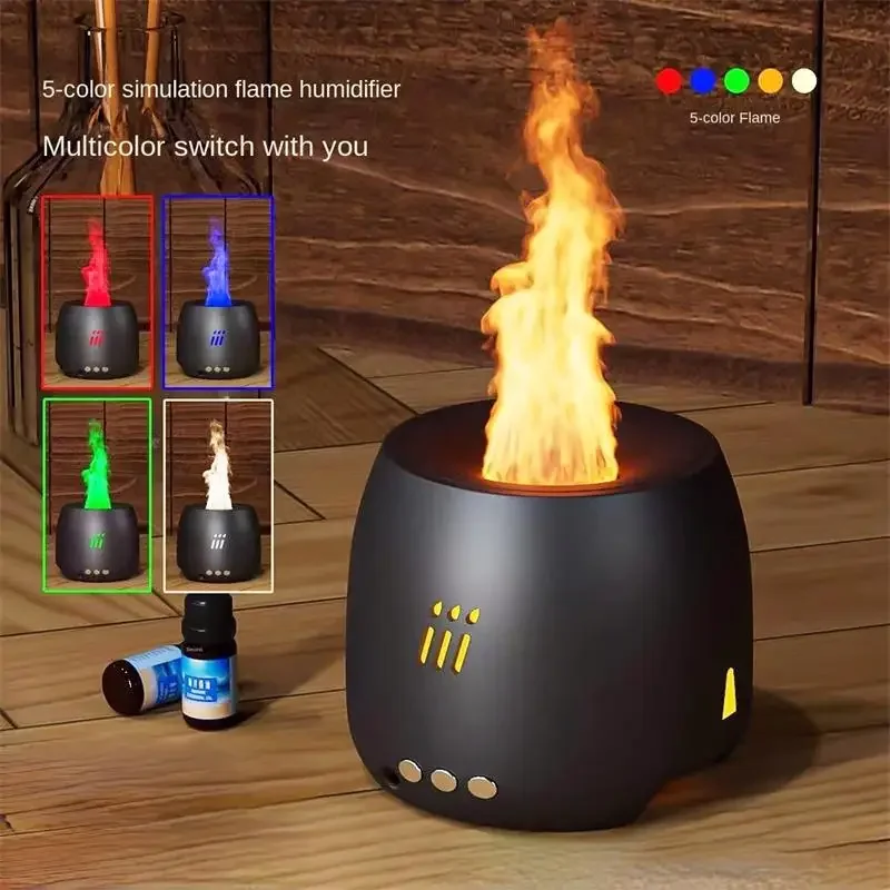Diffusore Di Aromi A Fiamma Umidificatore Ad Ultrasuoni Cool Mist Maker Fogger Led Olio Essenziale Lampada A Fiamma Difusor
