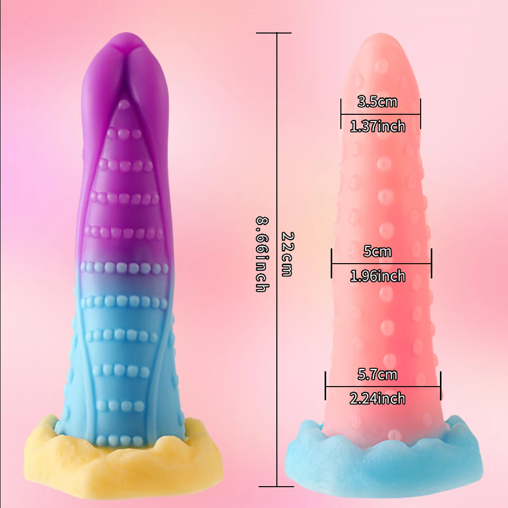 Švytinčių gyvūnų 8,6 colio realistiškas dildo analinis kamštelis suaugusiems ir vyrams, šviečiantys dildo su siurbimo puodeliais_voghion.com