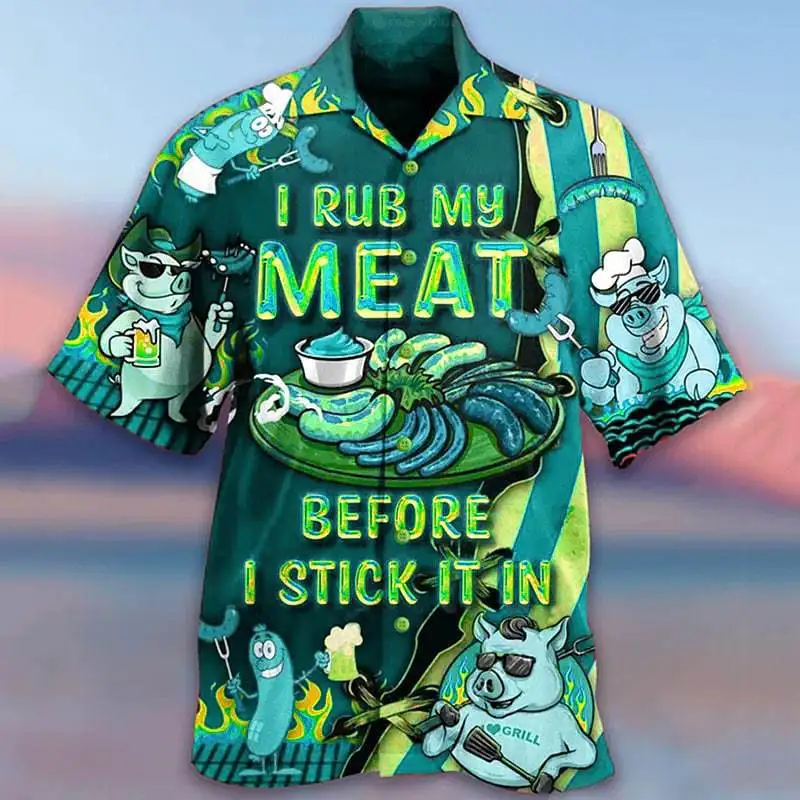 Cromoncent Camicia Hawaiana Uomo E Ragazzo, Maniche Corte, Colletto Cubano, Stampa Tropicale, Per Vacanze Estive E Spiaggia, Giallo, 3XL