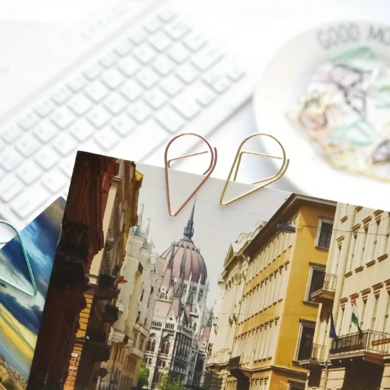 Multicolor Water Drop Shaped Metal Binder Clips Paper Clips and Bookmark Clamps for Office and School Stationery Organization