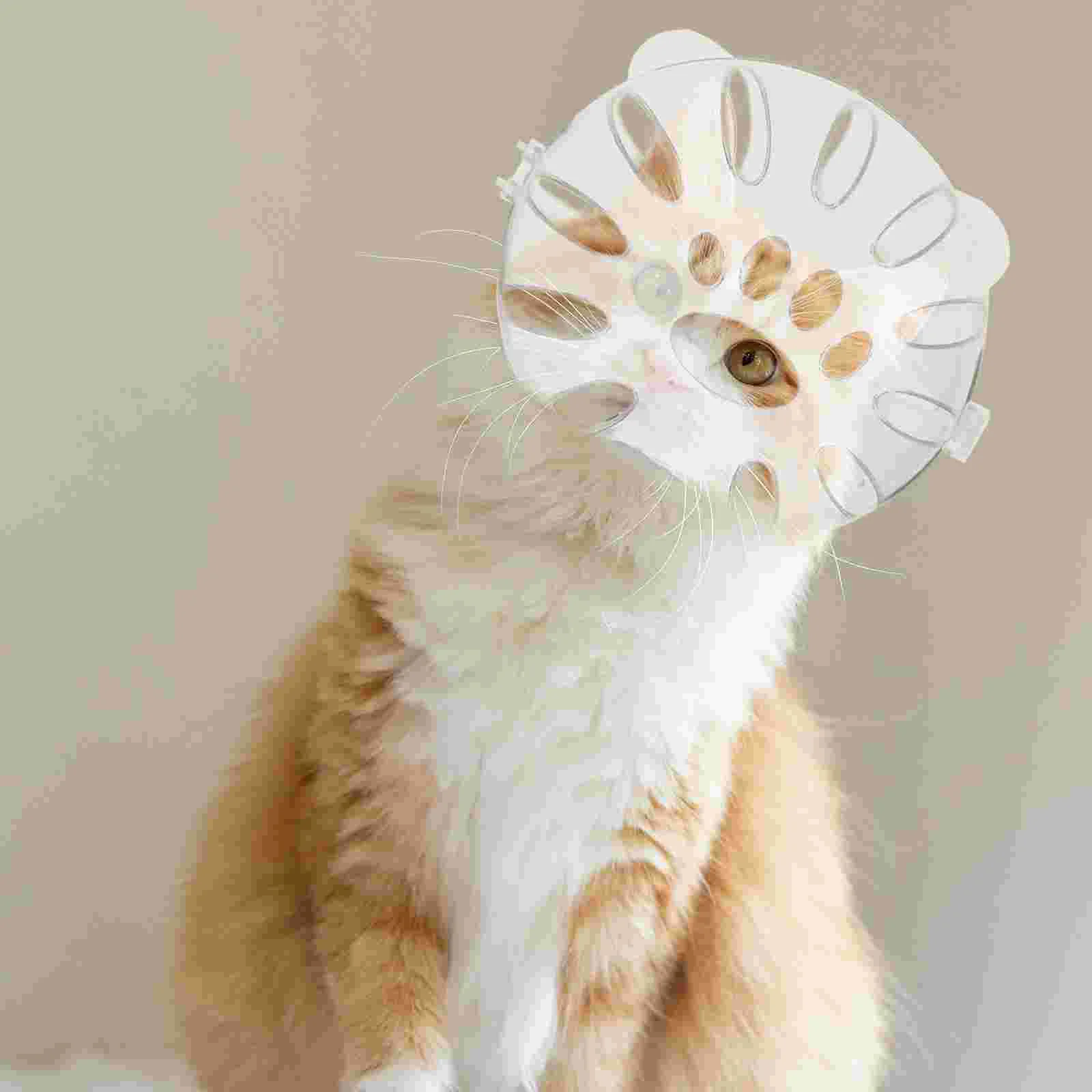 1 Set of Transparent Pet Cat Breathable Cat Head Cover Anti-licking Hood With Claw Protector