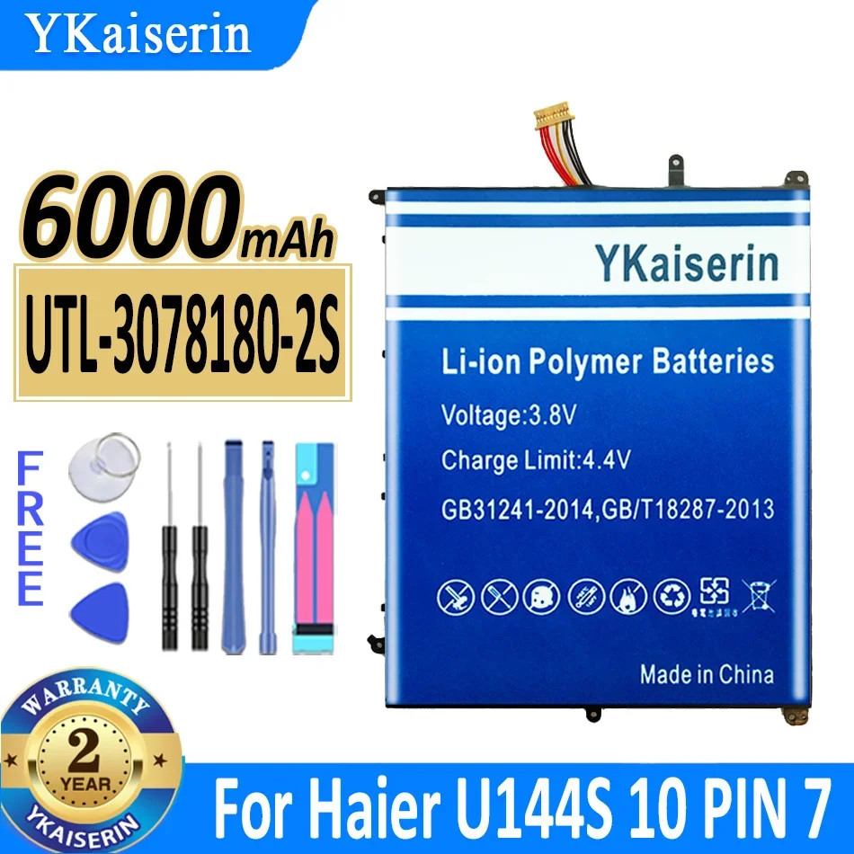 

Аккумуляторная батарея ykaisсеребрин 6000 мАч, планшетофон UTL30781802S для Haier U144S, 10 контактов, 7 линий, батареи для ноутбука