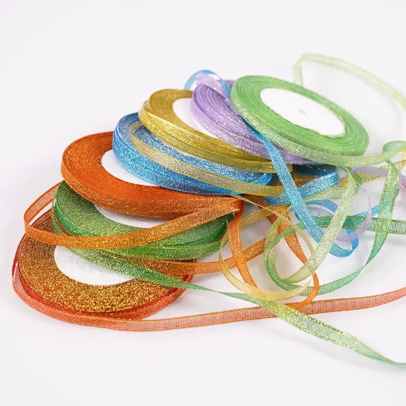 22m Glitter Silver/Gold Ribbon for DIY Crafts, Gift Wrapping, and Decor