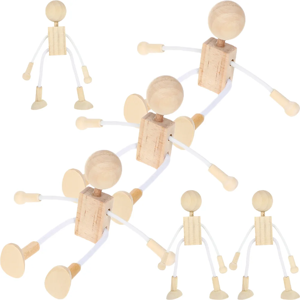 

Wood Carving Kit Wooden Robot Doll Bodies Action Figures Model Adjustable Movable Joints Dolls Painting Craft Art