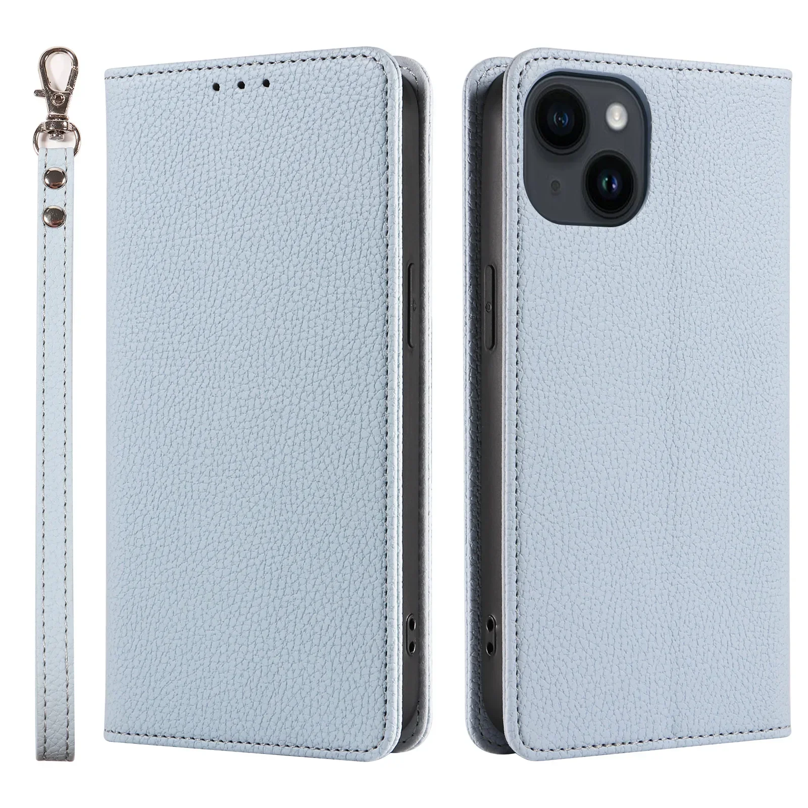Premium Flip PU Leather Phone Case with Wrist Strap and Card Slot Holder