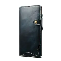 Luxurious Genuine Leather Flip Case - Retro Wallet Book Shell Cover - iPhone 11 Pro (Blue)