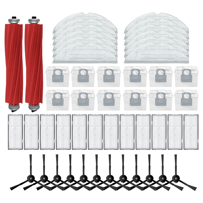 

For Roborock S7 Max Ultra Parts Main Roller Side Brush Hepa Filter Mop Pad Cloth Dust Bag Replacement Accessories