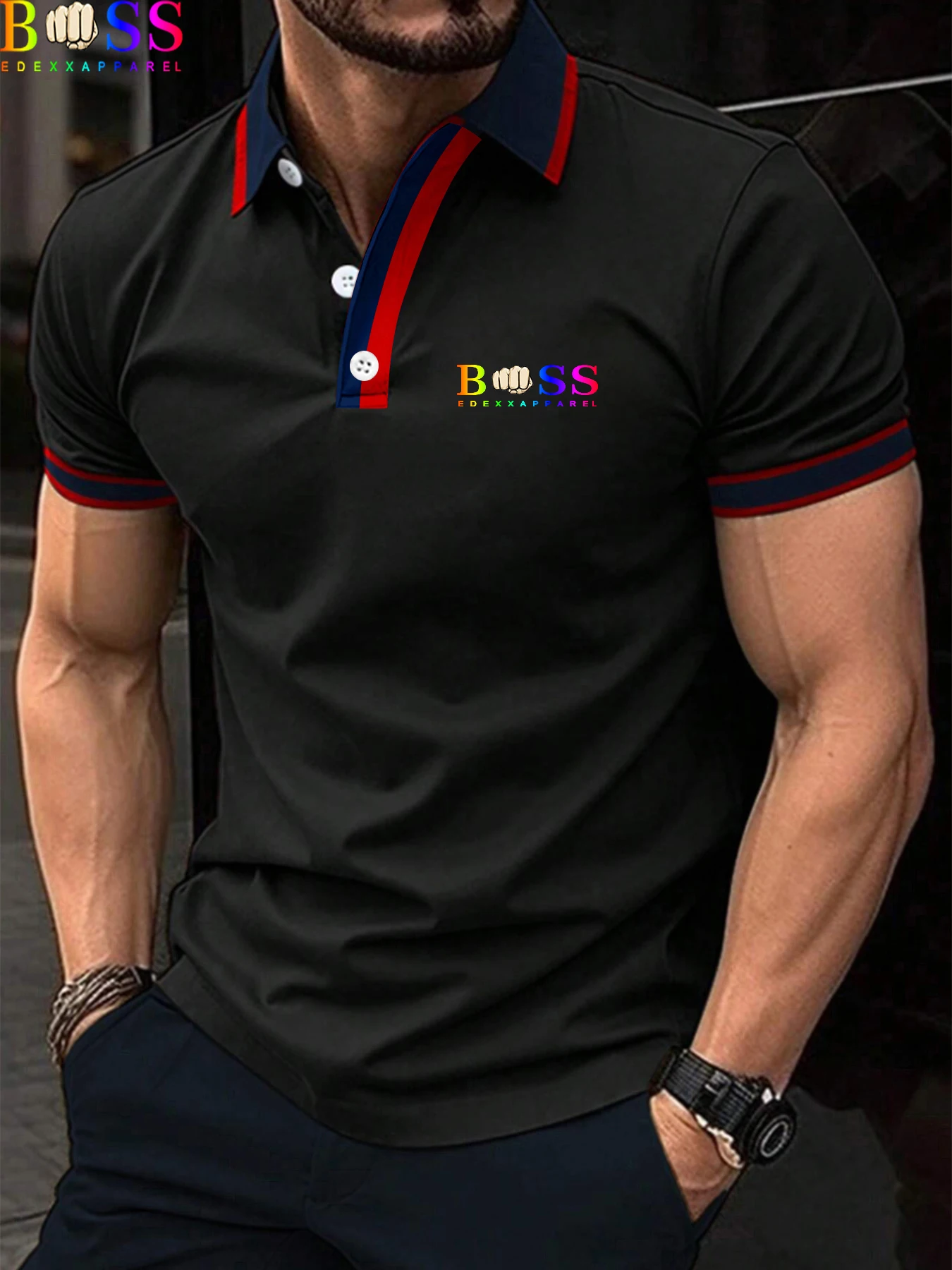 

Мужская поло с коротким рукавом, Повседневная модная воздухопроницаемая рубашка с отложным воротником, в европейском и американском стиле, Молодежный Солнечный свет