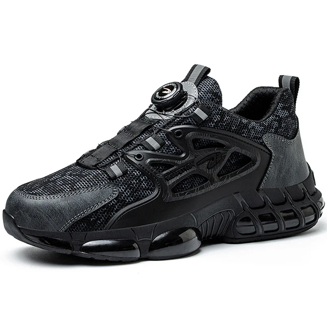 Chaussures De Sécurité Homme à Bouton Rotatif - Embout Acier Anti-choc - Noir
