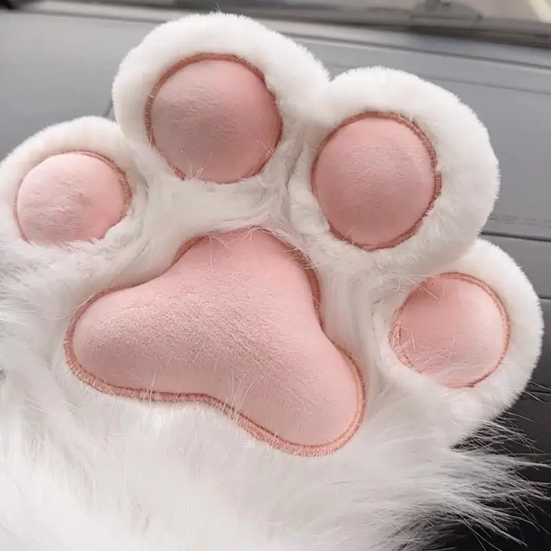 Plush Furry Cat Claw Gloves-Faux Fur Fox Paws Mittens for Halloween Cosplay Costume-Adorable Animal Accessories
