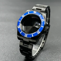 Elegant 40mm Black Watch Case with 120 - Click Bezel for Automatic Mechanical Movement - Premium Dial Accessories (SUB 13 Ceramic Bezel)