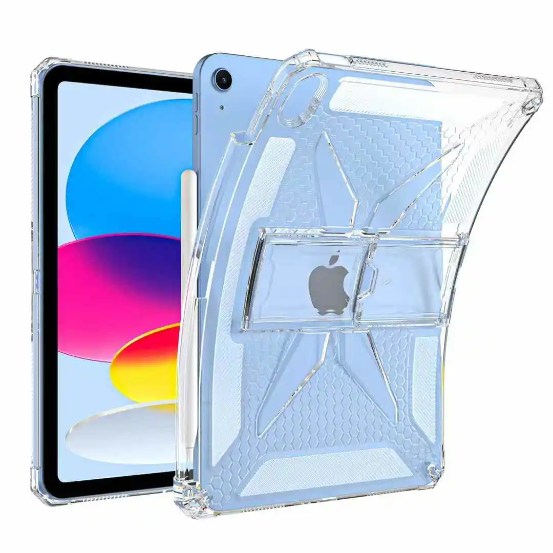 Silicone Shockproof Transparent TPU Tablet Back Cover Holder