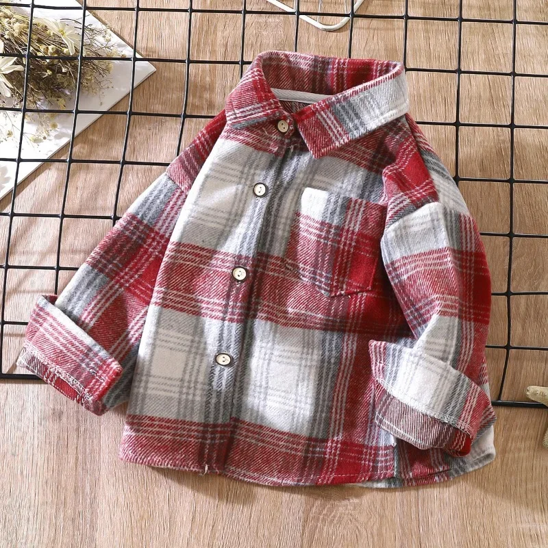 Kids Shirts Boys Shirts Children's Retro Color Patchwork Cardigan