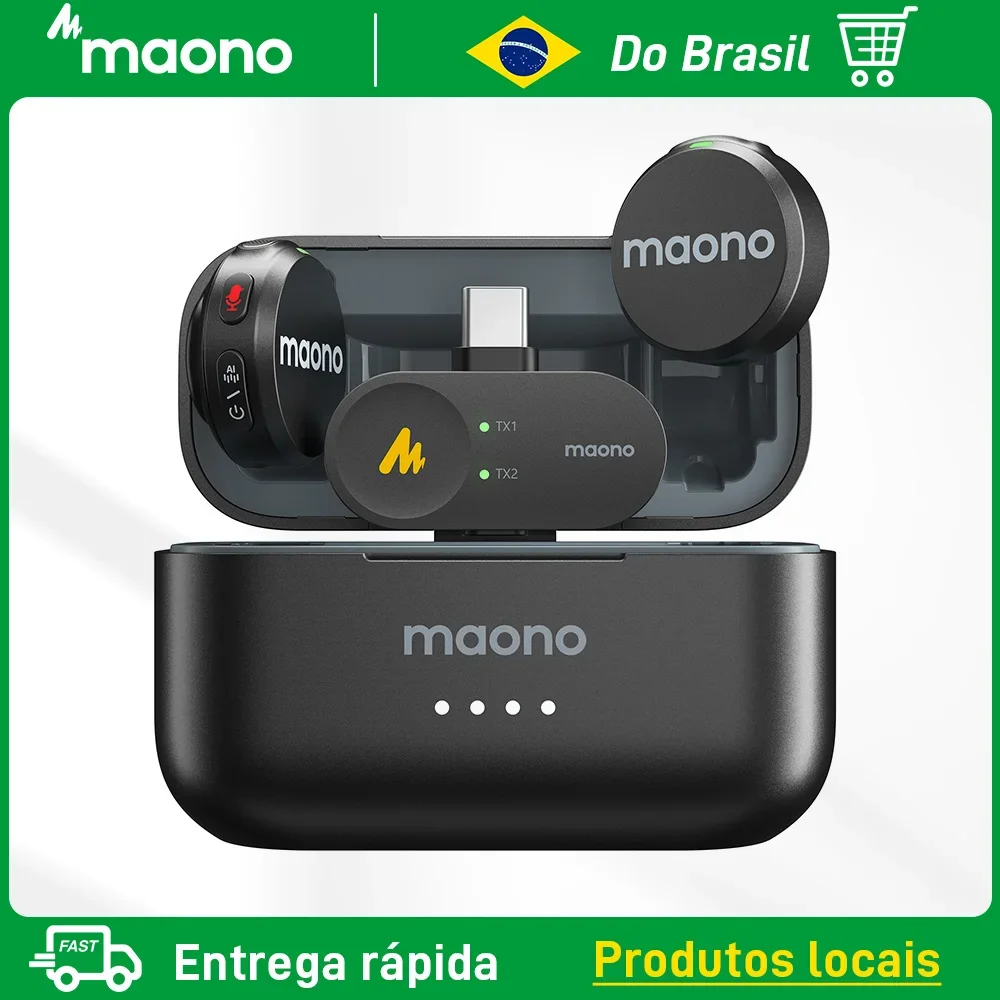 Microfone Lapela Sem Fio Maono Wave T5 – Cancelamento de Ruído