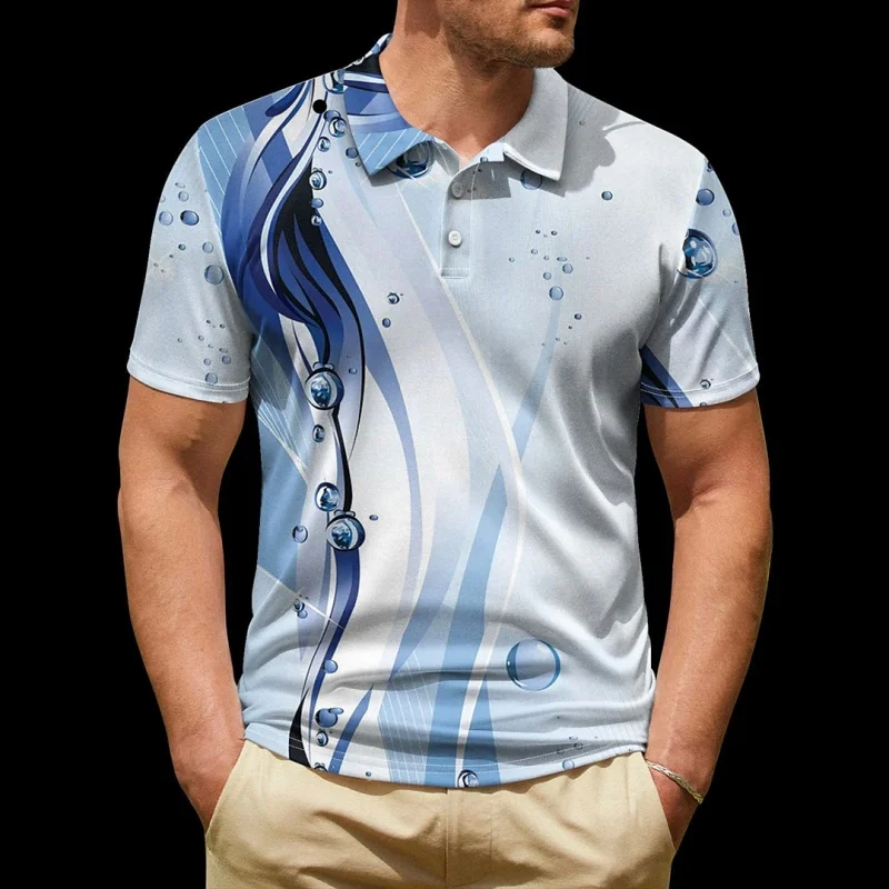 Exquisite Stripe Pattern Polo Shirt For Men Colorful Gradient 3D Printed Tees Summer Street Short Sleeve Loose T-Shirt Lapel Top 8 Sbf30833bc20f46538b82a019296cd09dt