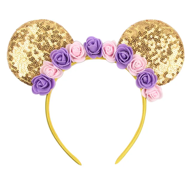 Disney Mickey Stitch Frozen Ears Headband Sequins Hair Bows Charactor Cosplay Party Headwear Kids Festival Hair Accessory Gifts 3