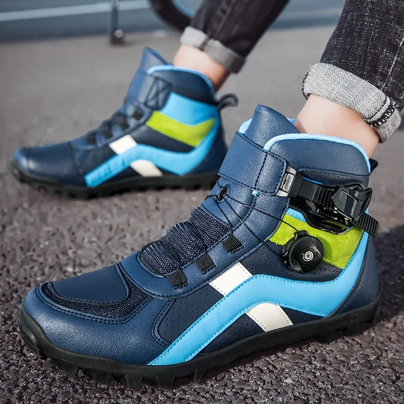 

Motorcycle Boots Men Casual Moto Boots Cowhide Leather Motorbike Riding Shoes Anti-slip Rubber Sole Motorcycle Accessories