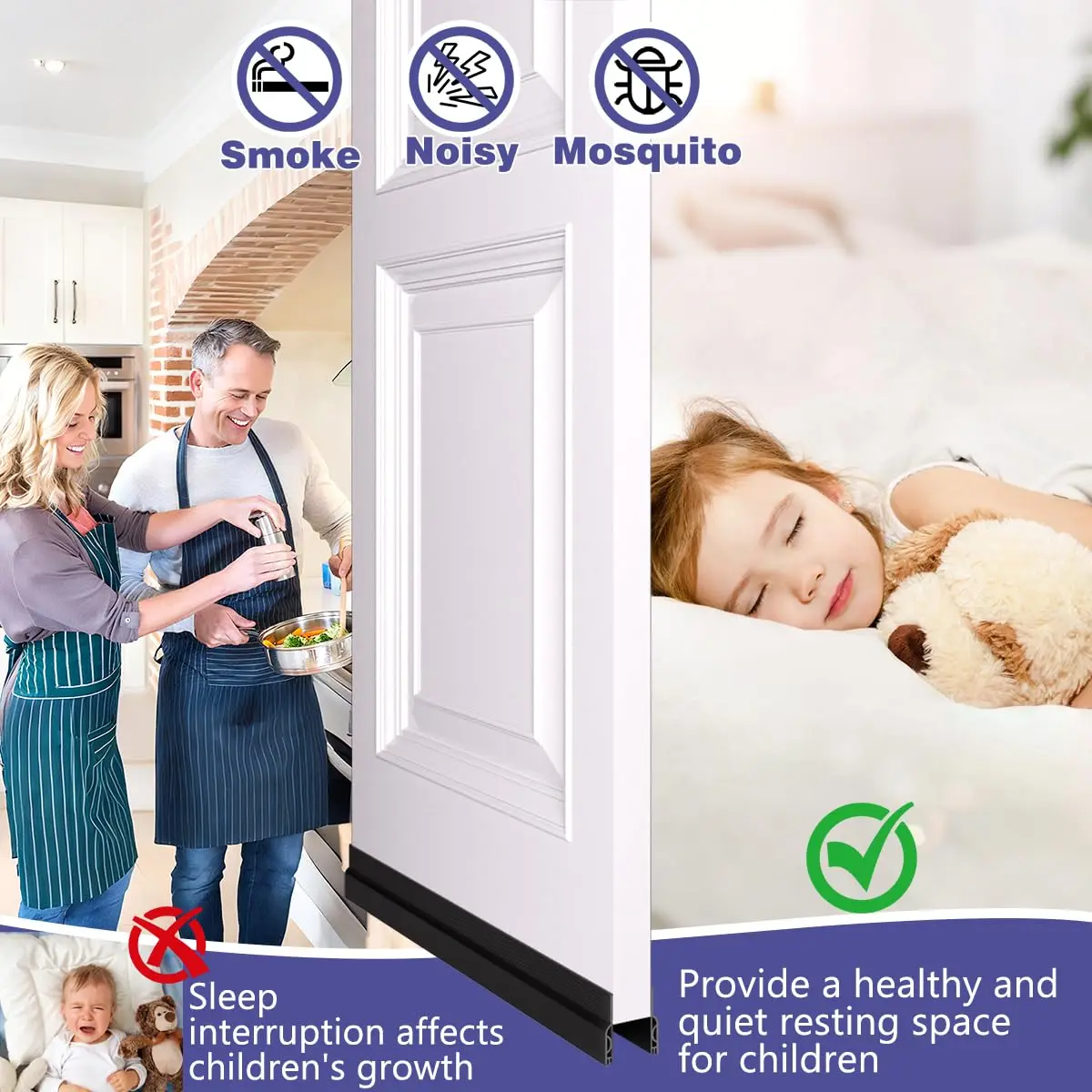 Premium Door Draft Stopper and Noise Blocker - Weatherproof Under Door Gap Filler and Seal