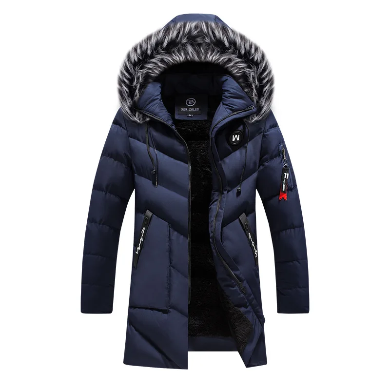 Men's Windbreaker Plus Size Thick Fleece Winter Jacket Fashion Fur Hooded Warm Cooton Parka Male Solid Cotton Outwear Coats cotton jacket parka coat parkas coat