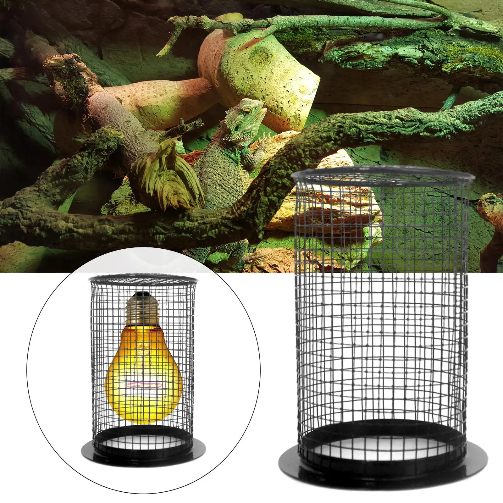 Reptile Heating Lamp Lampshade Heater Guard Anti Scald Lamp Mesh Cover Ceramic Light Bulb Enclosure Cage Protector