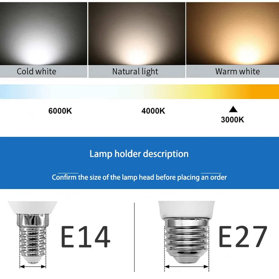 LED Candle Bulbs (10 Pcs, E14/E27, AC85–265V) 3