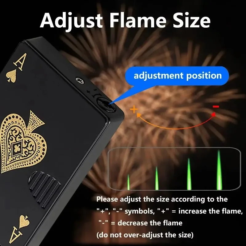 Windproof Jet Flame Ace of Spades Cigarette Lighter Metal Playing Cards Butane Lighter Fun Gift For Men Smoking Accessories