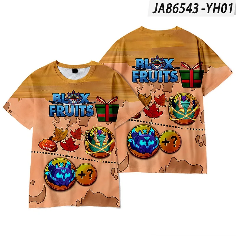 Kids T Shirt Game Anime Cartoon 2-16 years Blox Fruits Short-sleeved Student Casual Fashion T-shirt Cute Children's Wear Print