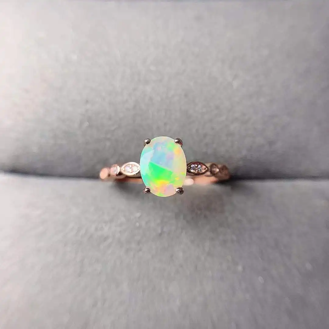 

Oval 6x8mm Faceted Opal Natural Birthstone Opal Ring Engagement Wedding Rings 925 Sterling Silver Jewelry