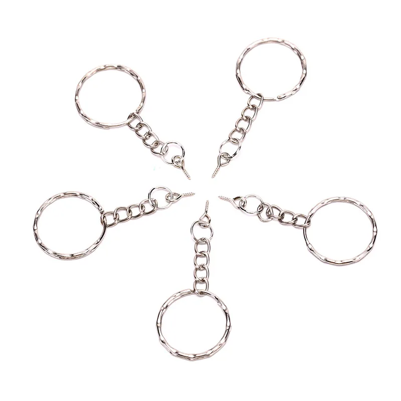 Kit 100 Pezzi Portachiavi Con Catena E Anelli - Accessori Per Creazioni Fai Da Te E Bigiotteria (2,5 Cm) - 4