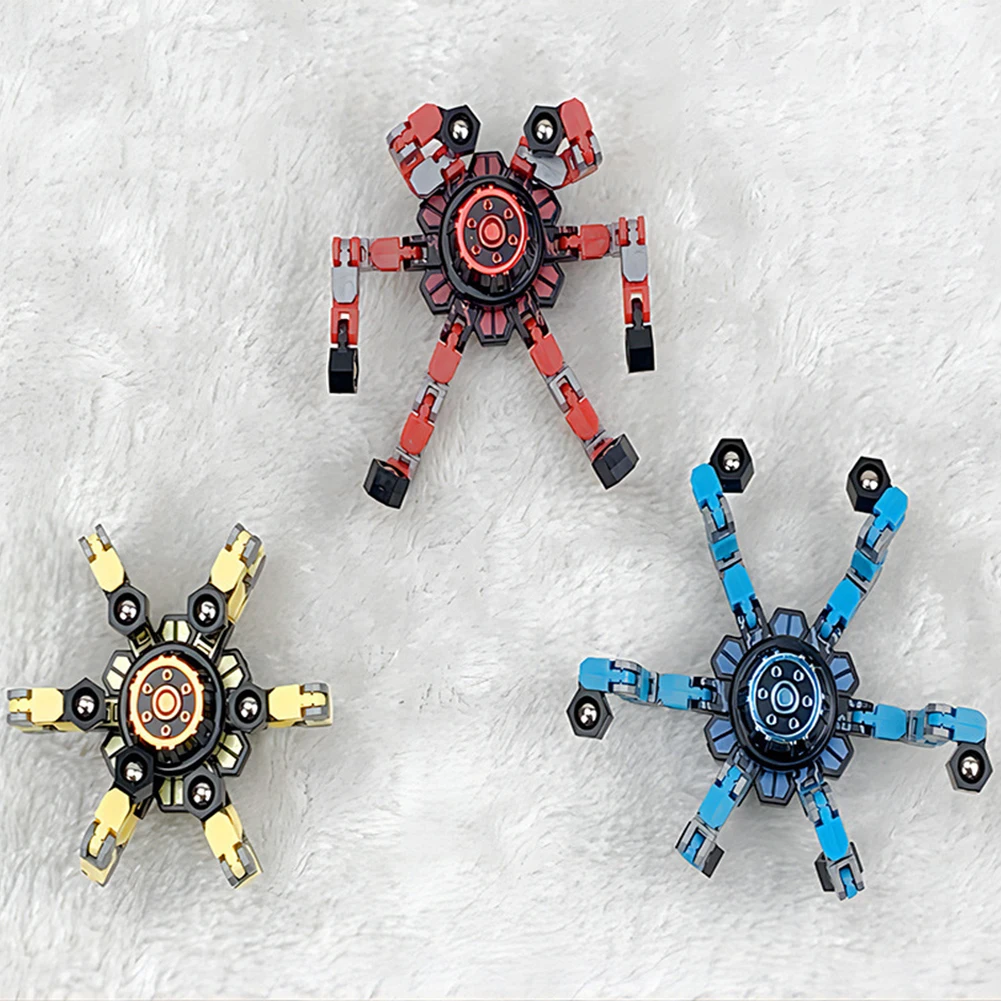 Fidget Toys Anti Stress Toys DIY Chain Deformation Robot Toy for Child Antistress Hand Spinner Vent Fingertip Top Mechanical Gyro Stress Relief Toy Gift