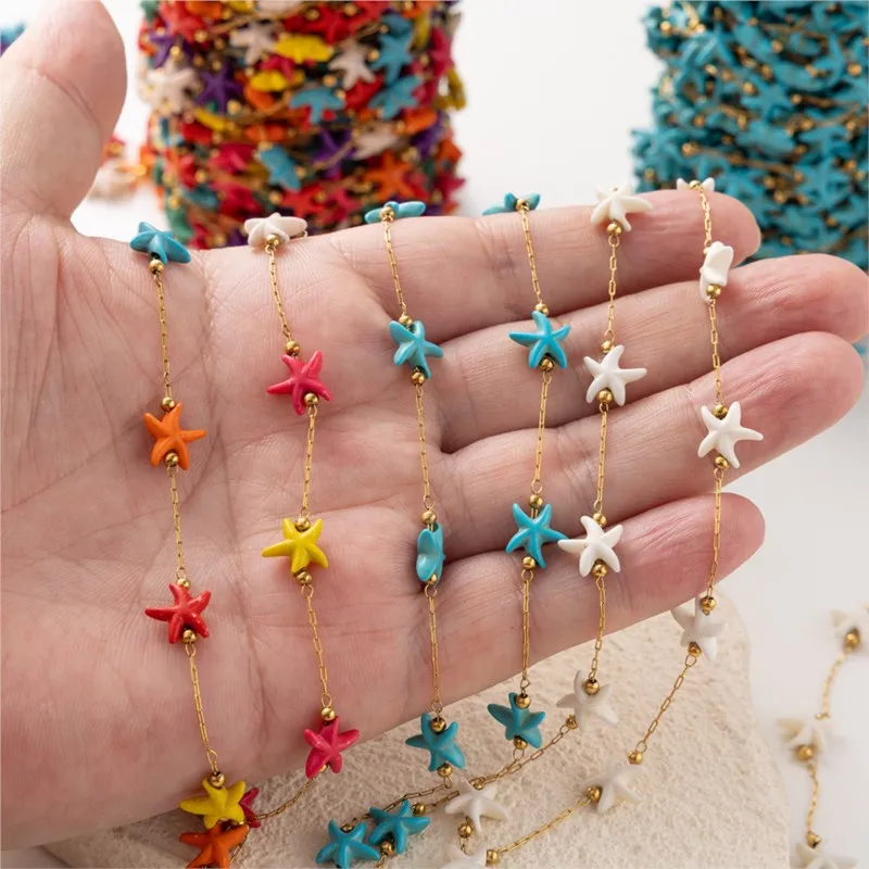 1-Meter Stainless Steel Bohemian Turtle Star Chain