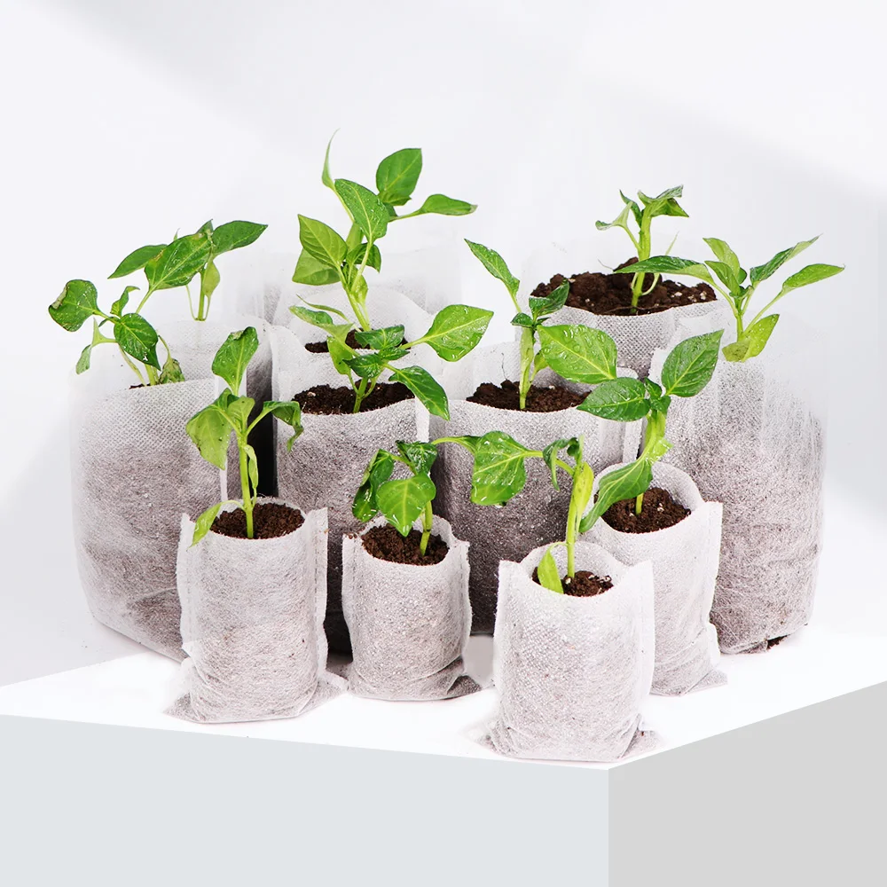 AROGEAR Biodegradable Non-woven Nursery Bags Eco-friendly Plant Grow Bags Fabric Seedling Pots 300pcs 3 Sizes 