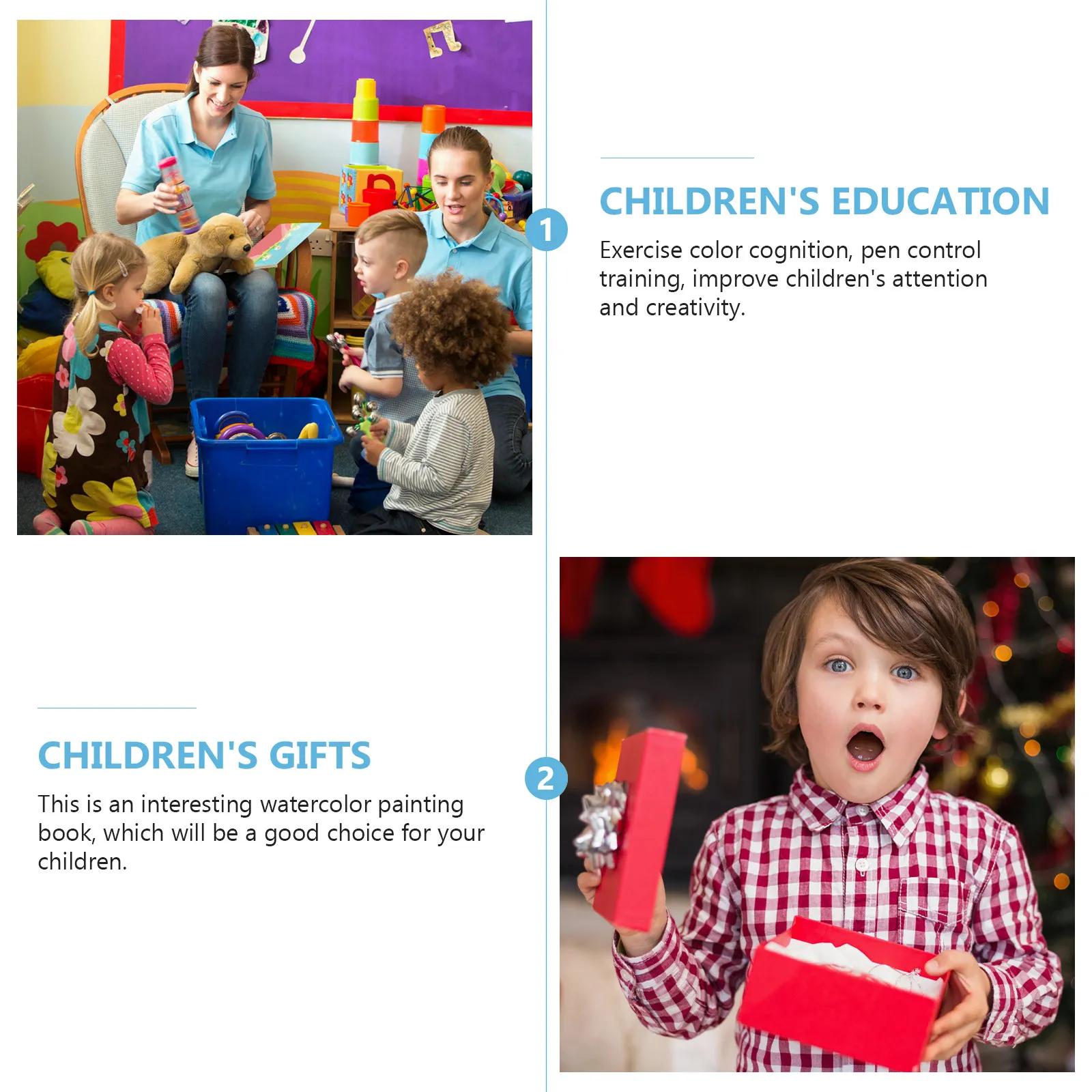 색칠 공부용 수채화 그림책 대량 미술 용품 드로잉 용지 안전하고 창의적인 선물 3-8세용