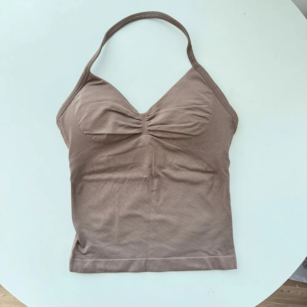 New Backless Sports Yoga Vest Built-in Bra Impact Longline Strappy Yoga Tank Tops Removable Open Back Bra Women's Fitness