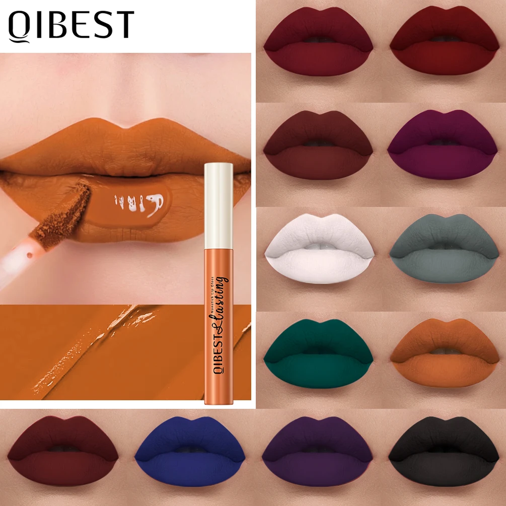 Nude Matte Lip Gloss 24 Colors Long-lasting Velvet Lipstick Waterproof Non-stick Cup Sexy Red Dark Lip Tint Makeup Cosmetic 3
