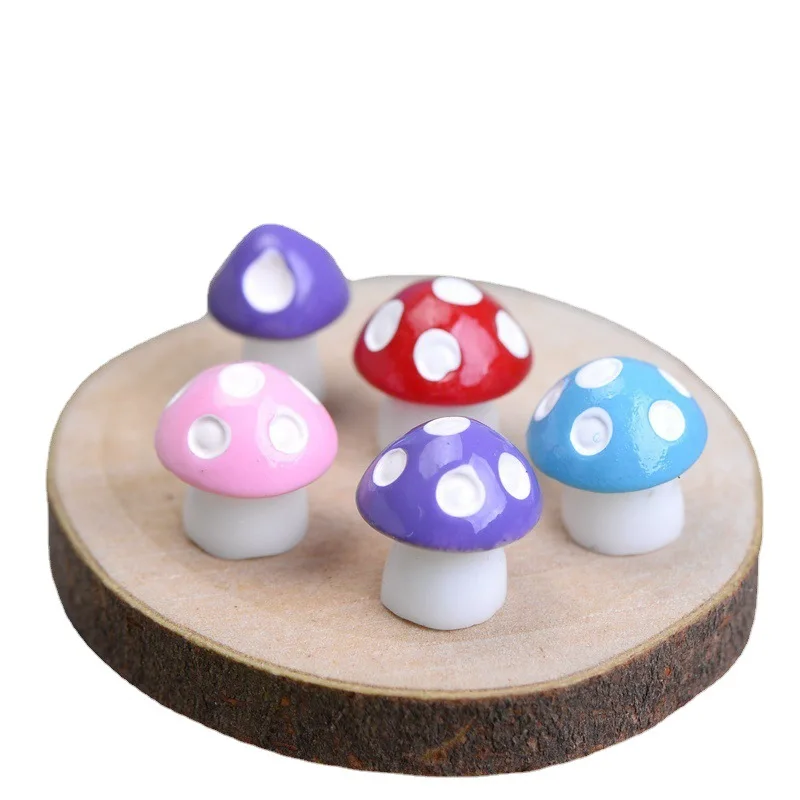 

100PCS Mini 9mm Mushrooms Multicolor Fairy Garden Miniatures Mushroom Garden Ornament Resin Micro Landscape Crafts Decorations