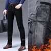 2023 Winter Men Black Blue Straight Stretch Denim Thick Velvet Pants Warm Jeans Casual Fleece Line Trousers Male Plus Size 2