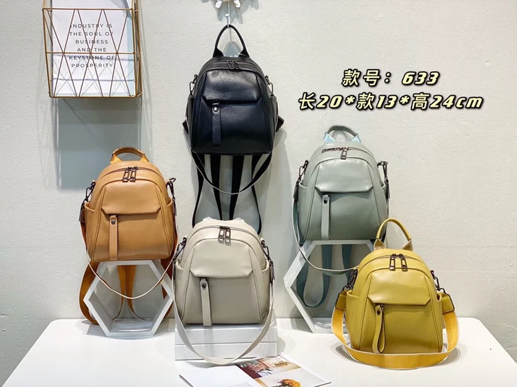 100% Soft Genuine Cow Leather Calfskin Women Backpack 2022 Top Layer Nature Cowhide Dual Function Backpack Yellow Ladies Bagpack