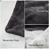 Sherpa Fleece Throw Blanket,Grey,Plush Soft Warm,Reversible Bed Couch Blanket 4