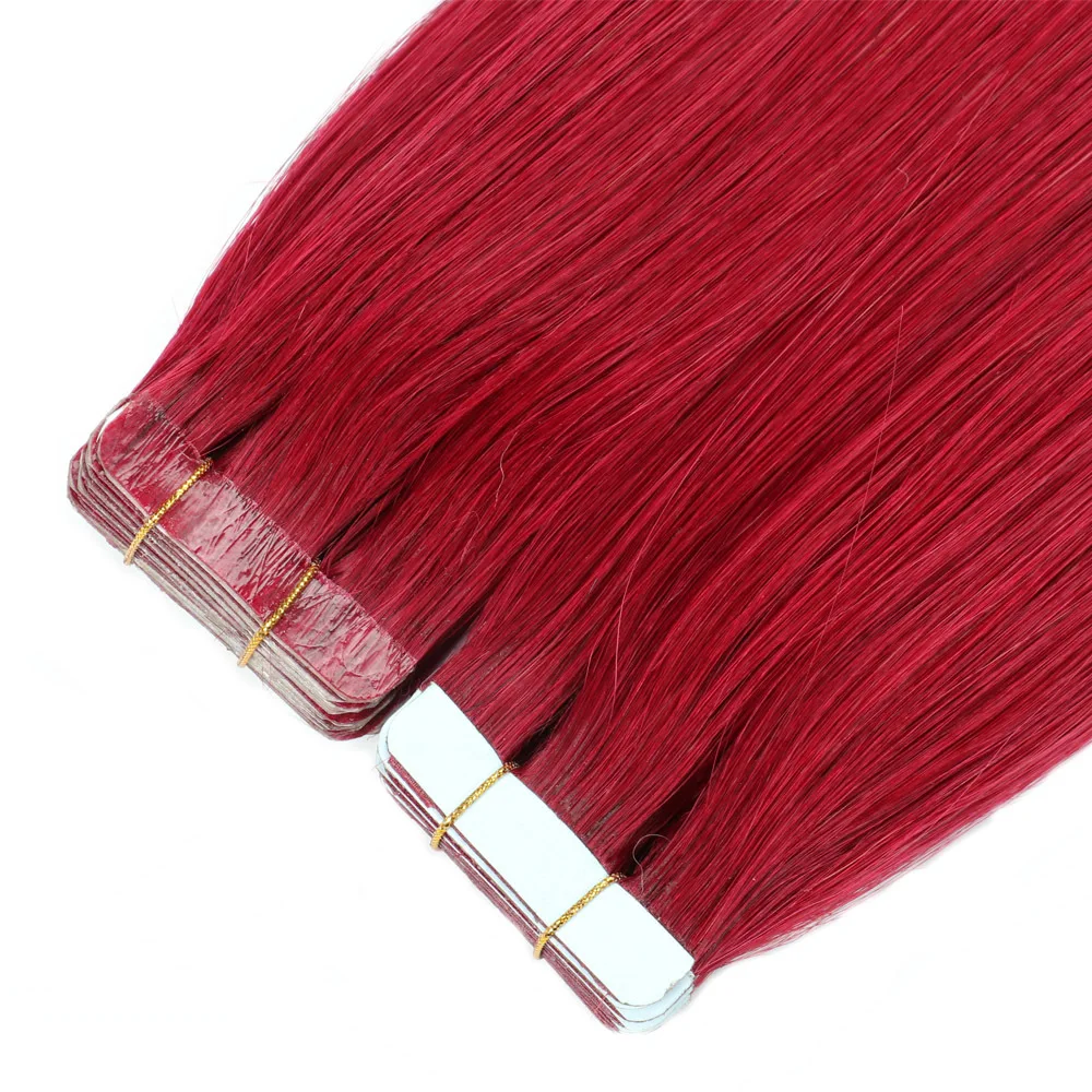 실키 스트레이트 테이프 헤어 익스텐션, 버그 컬러 레미 인모 심리스 스킨, 살롱 하이 퀄리티 PU 테이프, 헤어 익스텐션