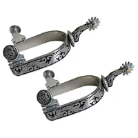 2Pcs Horse Spurs with Gear Antique Style Equipment Anti Rust Western Cowboy Spurs Boots Spurs for Adults Competition Training 1