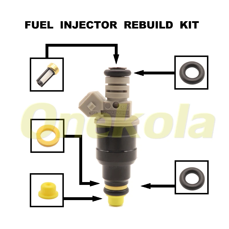 

Fuel Injector Service Repair Kit Filters Orings Seals Grommets for 0280150941 Ford V6 1990-1996 3.0L 3.8L 4.9L