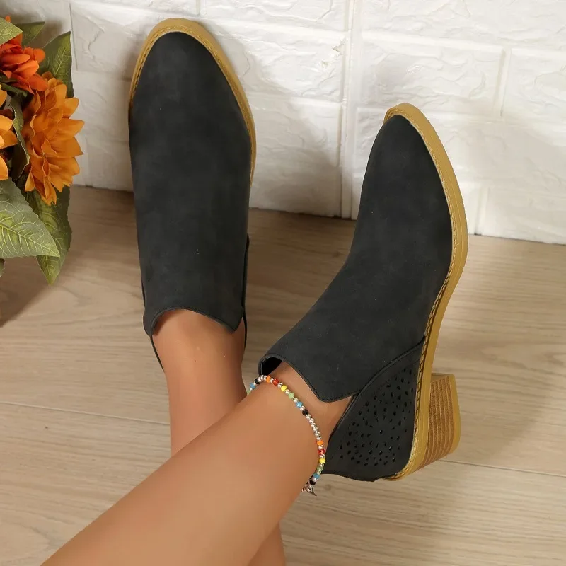 Chelsea  Women 2023 Autumn Winter Women's Boots Simple Solid Zipper Ankle Boots Classic Pointed Toe Casual Platform Boots