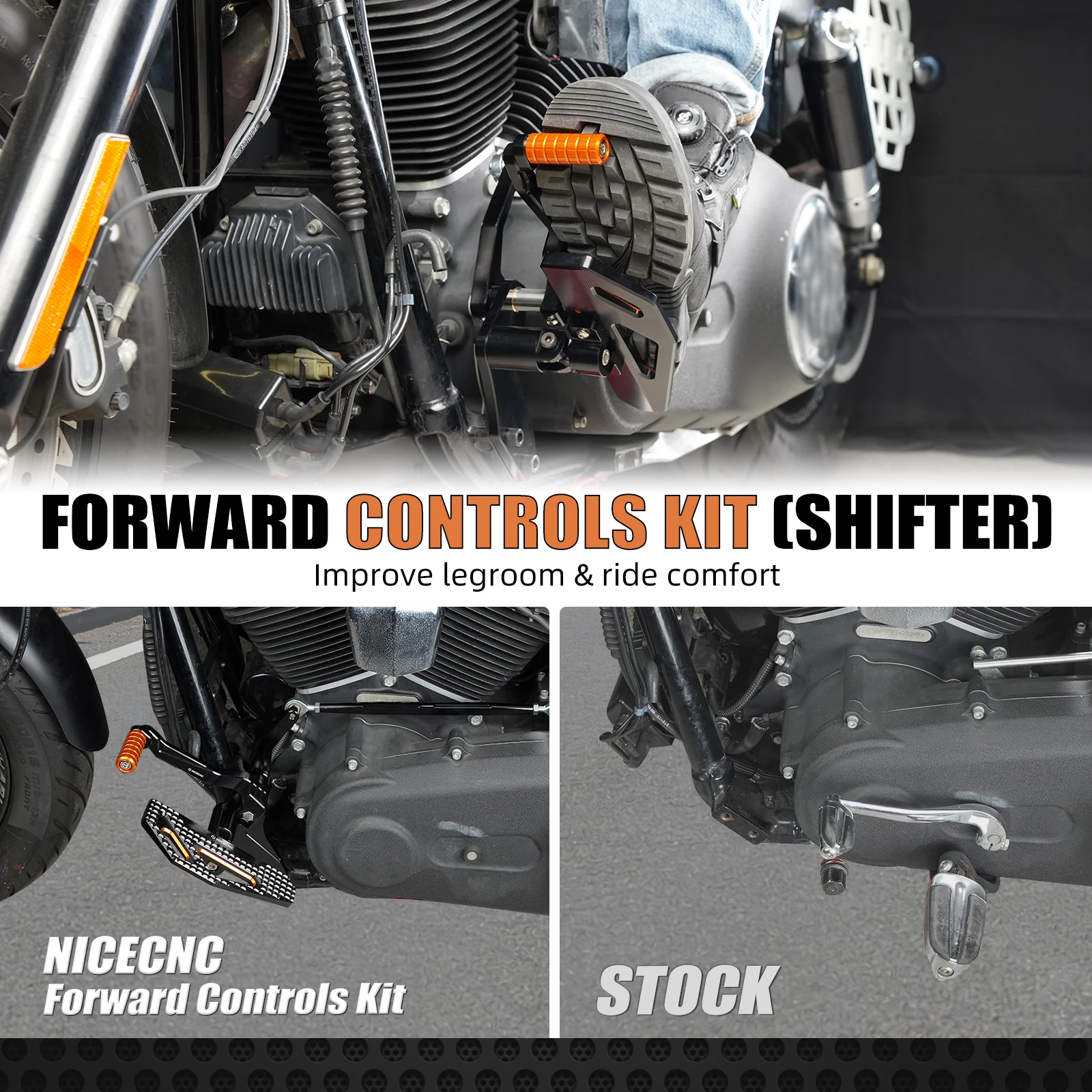 Für Harley Dyna Street Bob FXDB 2006-2017 Vorverlegte Fußsteuerung Einstellbares Bremspedal Schalthebel Low Rider FXDL Super Glide FXD – Detail 4
